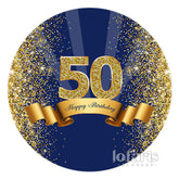 Marine Blau Und Braun Band 50 Geburtstag Runden Hintergrund